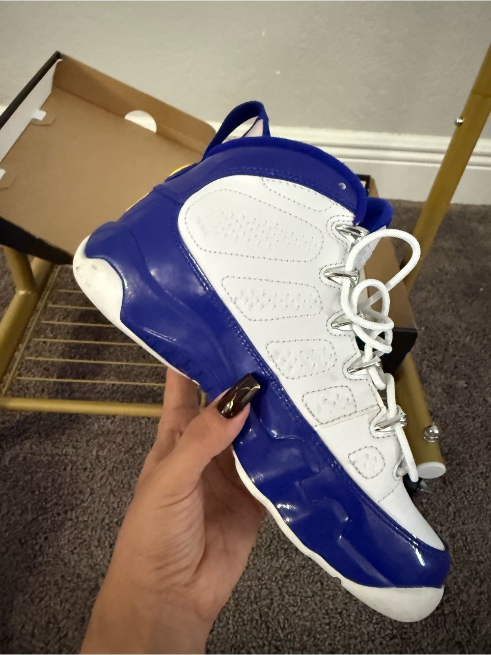 Air Jordan 9 Retro Kobe Bryant 5Y White Blue Yellow 302359-121 - Picture 7 of 10